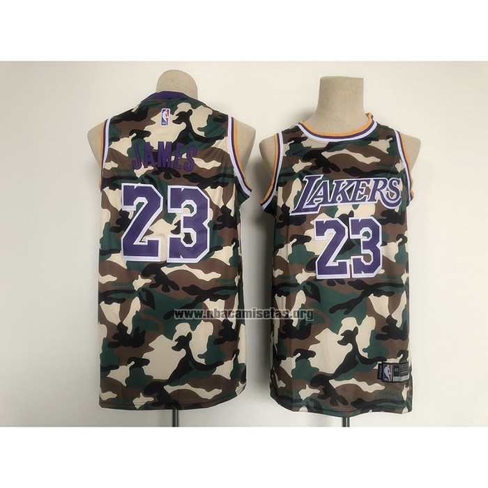 Camiseta Los Angeles Lakers Lebron James NO 23 Camuflaje
